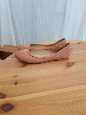 Frye Pink Leather minimalist quiet luxury Gloria Balletcore Flats
